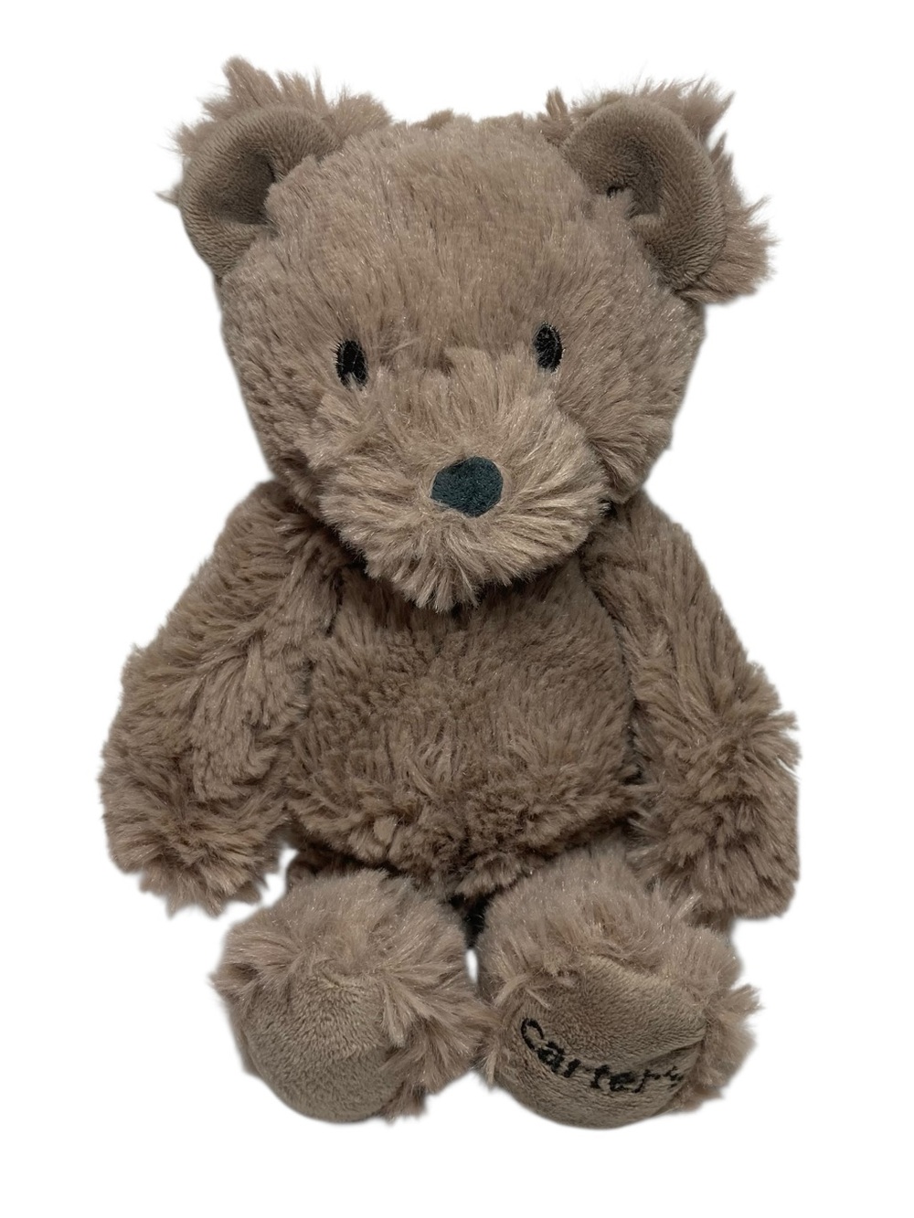 Carters Teddy Bear Brown Mocha Brown Plush 9" Stuffed Animal Foot Stamp.